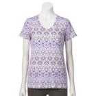 Women's Croft & Barrow&reg; Essential V-neck Tee, Size: Xl, Med Purple