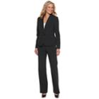 Women's Le Suit Pinstripe Jacket & Pant Suit, Size: 18, Black