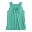 Girls 7-16 Mudd&reg; Lace-up Tank Top, Size: 16, Turquoise/blue (turq/aqua)