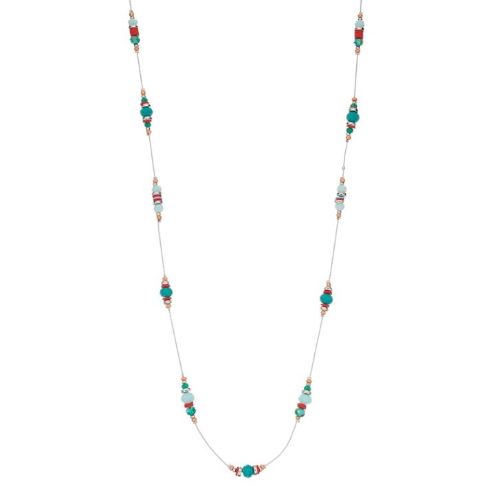 Beaded Long Necklace, Women's, Turq/aqua