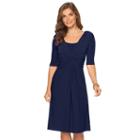 Women's Chaps Solid Knot-front Empire Dress, Size: Large, Blue (navy)