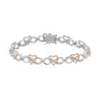 Two Tone Sterling Silver 1/4 Carat T.w. Diamond Heart Infinity Bracelet, Women's, Size: 7.5, White