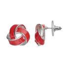 Knot Stud Earrings, Women's, Med Red