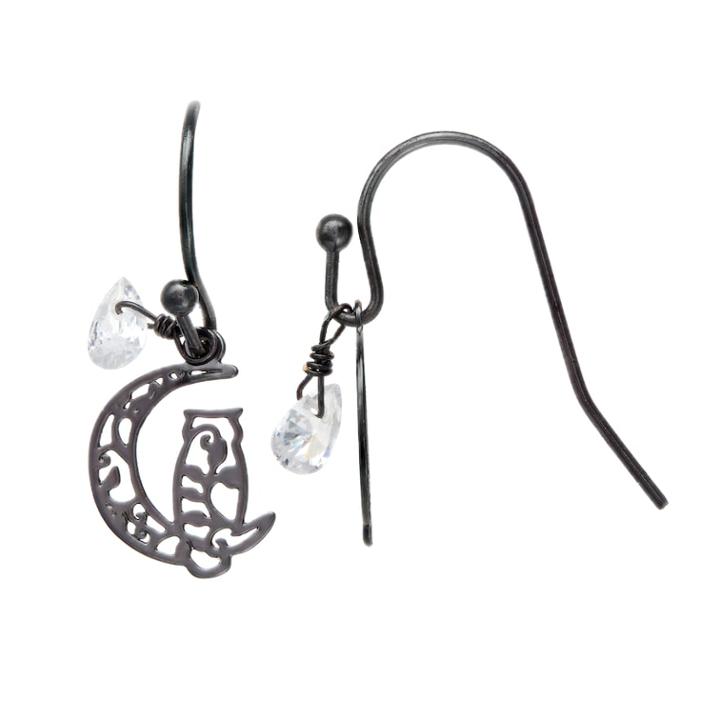 Lc Lauren Conrad Filigree Cat On A Moon Drop Earrings, Women's, Black