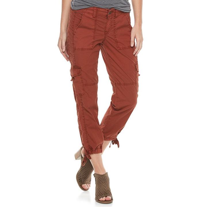 Women's Sonoma Goods For Life&trade; Drawstring Cuff Capris, Size: 4, Dark Red