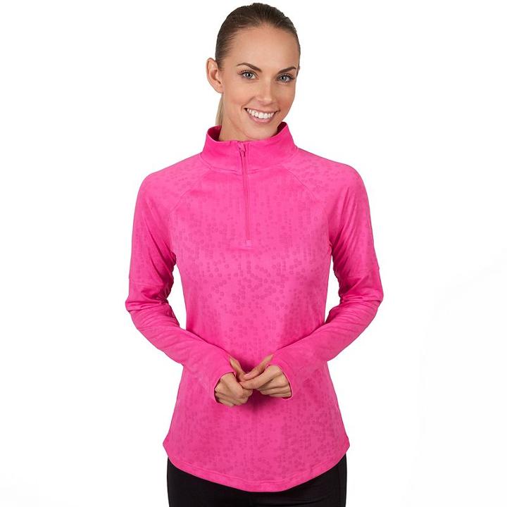 Women's Jockey Sport Jacquard Half Zip Running Jacket, Size: Medium, Brt Red