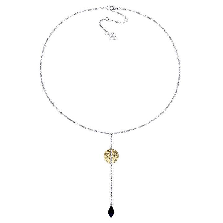 V19.69 Italia Sterling Silver Black Onyx & White Sapphire Moonlight Drop Necklace, Women's, Size: 18