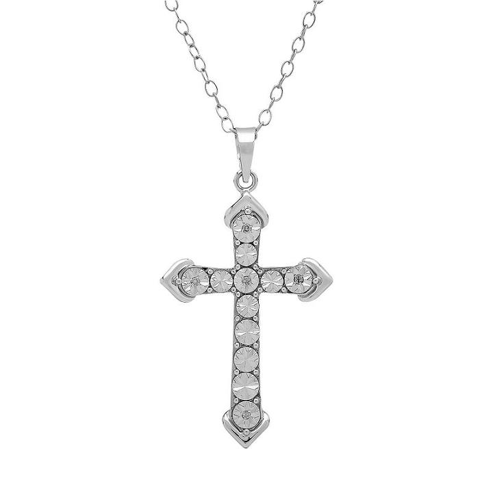 Diamore Diamond Accent Sterling Silver Cross Pendant Necklace, Women's, Size: 18, White