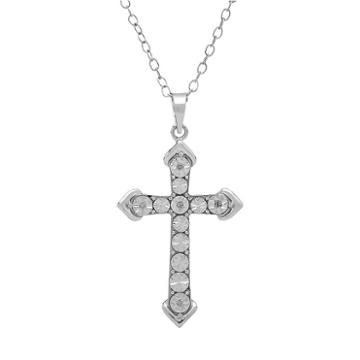 Diamore Diamond Accent Sterling Silver Cross Pendant Necklace, Women's, Size: 18, White