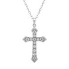 Diamore Diamond Accent Sterling Silver Cross Pendant Necklace, Women's, Size: 18, White