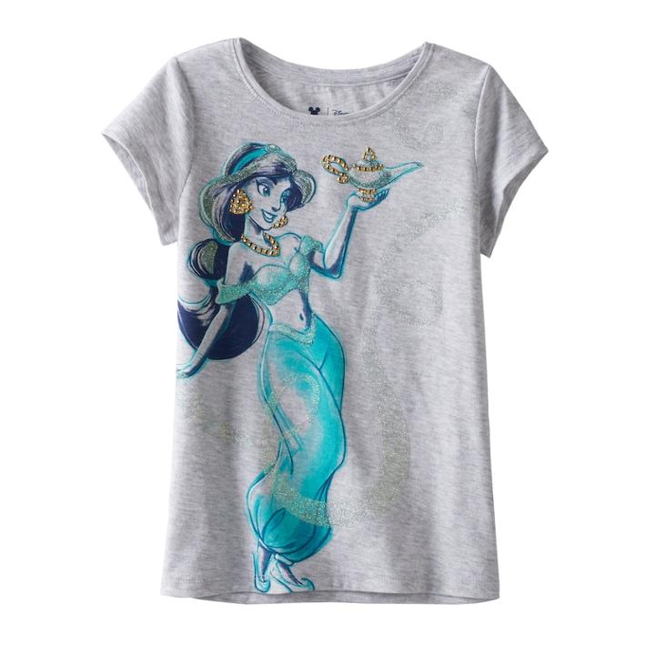 Disney's Aladdin Girls 4-7 Jasmine Glitter Tee By Jumping Beans&reg;, Size: 5, Light Grey