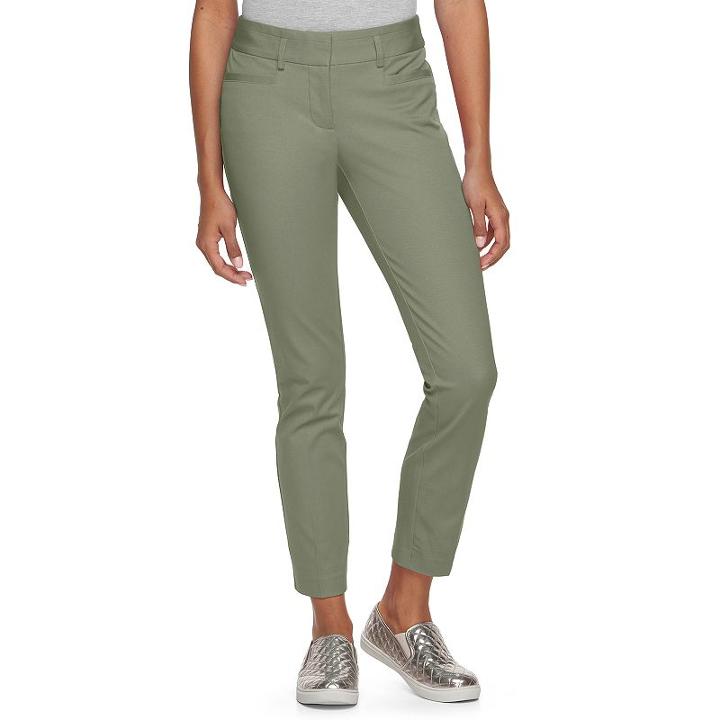 Juniors' Candie's&reg; Audrey Solid Ankle Pants, Girl's, Size: 0, Med Green