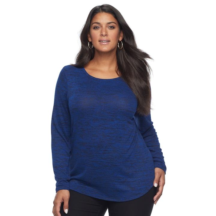 Plus Size Apt. 9&reg; Essential Marled Crewneck Tee, Women's, Size: 1xl, Dark Blue