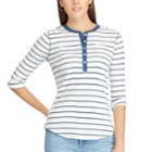 Women's Chaps 3/4-sleeve Henley, Size: Xs, White