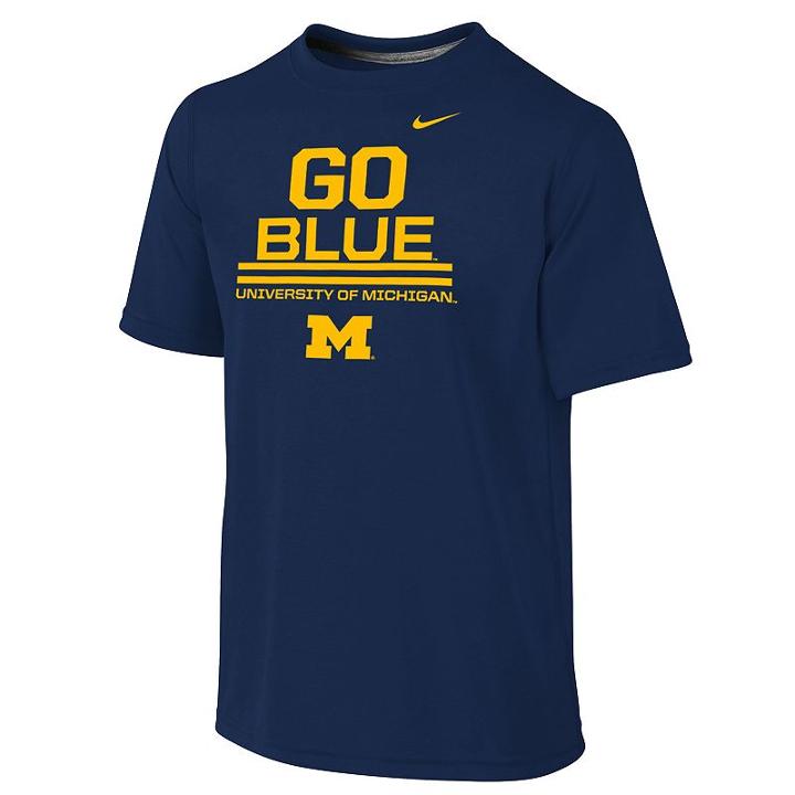 Boys 8-20 Nike Michigan Wolverines Football Legend Icon Dri-fit Tee, Boy's, Size: M(10-12), Blue (navy)