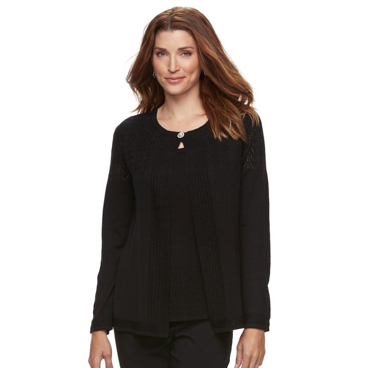 Women's Napa Valley 2-fer Sweater, Size: Large, Black