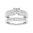14k White Gold 1 Carat T.w. Igl Certified Diamond Square Engagement Ring Set, Women's, Size: 9.50