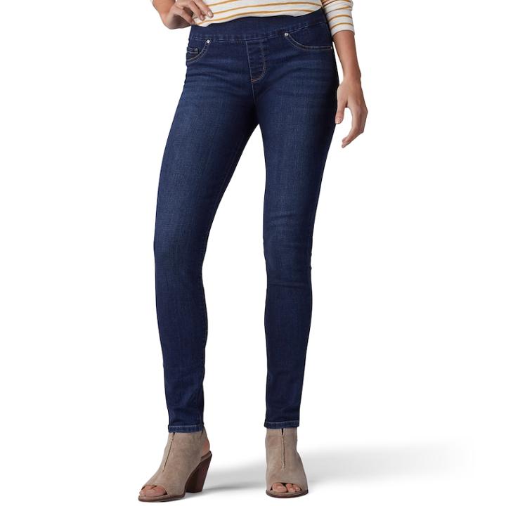 Women's Lee Sculpting Pull-on Mid-rise Skinny Jeans, Size: 10 Short, Dark Blue