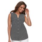 Women's Croft & Barrow&reg; Sleeveless Henley Shirt, Size: Medium, Black