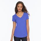 Juniors' So&reg; Short Sleeve V-neck Tee, Girl's, Size: Medium, Blue (navy)