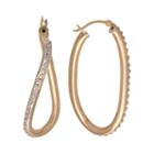 Diamond Fascination 14k Gold Oval Wave Hoop Earrings, Women's, Yellow