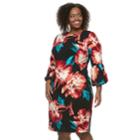 Plus Size Suite 7 Peony Midi Sheath Dress, Women's, Size: 18 W, Black Coral