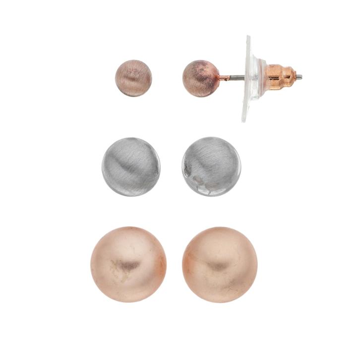 Brushed Ball Nickel Free Stud Earring Set, Women's, Multicolor