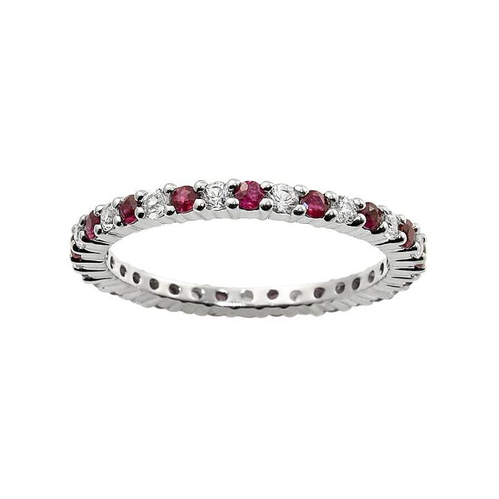 10k White Gold Ruby And White Sapphire Eternity Wedding Ring, Women's, Size: 8, Red