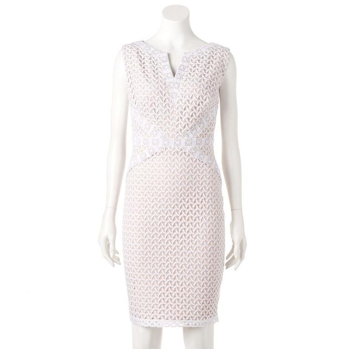 Women's Chaya Abstract Lace Sheath Dress, Size: 16, White