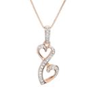 Love Is Forever 14k Rose Gold Over Silver 1/10-ct. T.w. Diamond Double Heart Pendant, Women's, White