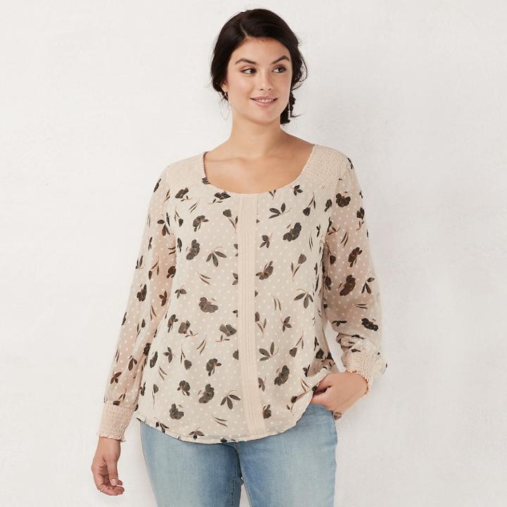 Plus Size Lc Lauren Conrad Chiffon Sleeve Top, Women's, Size: 1xl, White