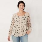 Plus Size Lc Lauren Conrad Chiffon Sleeve Top, Women's, Size: 1xl, White