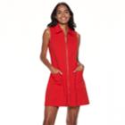 Women's Sharagano Zip-front Shirt Dress, Size: 4, Brt Red