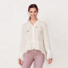 Women's Lc Lauren Conrad Ruffle High-low Blouse, Size: Xl, White Oth