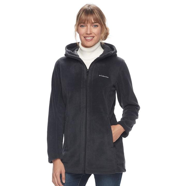 Women's Columbia Three Lakes Hooded Long Fleece Jacket, Size: Xl, Grey (charcoal)