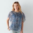 Women's Sonoma Goods For Life&trade; Paisley Pintuck Top, Size: Medium, Light Blue