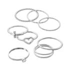Lc Lauren Conrad Heart, Sideways Cross & Twist Midi Ring Set, Women's, Size: 7, Silver