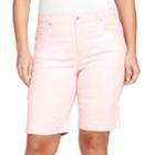Plus Size Gloria Vanderbilt Amanda Embellished Bermuda Shorts, Women's, Size: 16 W, Pink