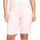 Plus Size Gloria Vanderbilt Amanda Embellished Bermuda Shorts, Women's, Size: 16 W, Pink