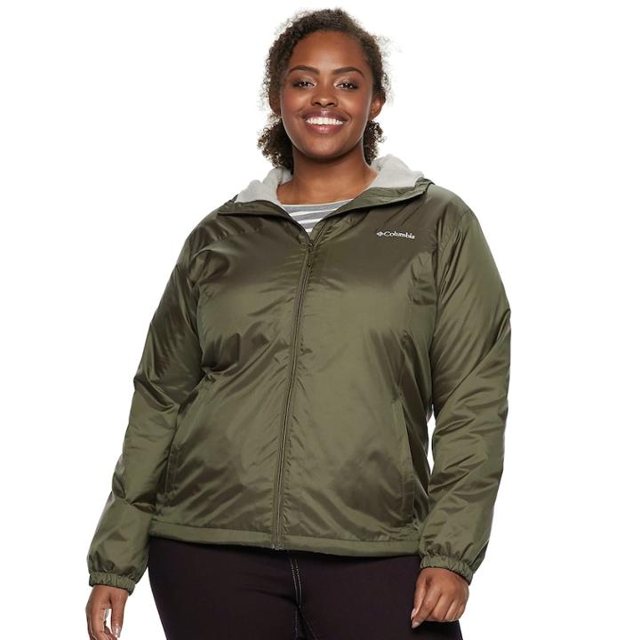 Plus Size Columbia Rain To Fame Hooded Sherpa-lined Jacket, Women's, Size: 3xl, Green