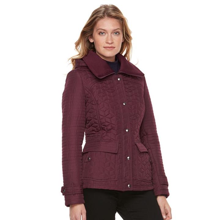 Women's Weathercast Quilted Anorak, Size: Large, Dark Red