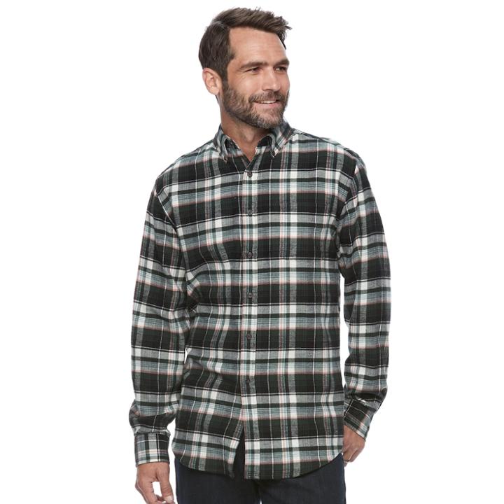 Big & Tall Croft & Barrow&reg; True Comfort Classic-fit Flannel Button-down Shirt, Men's, Size: M Tall, Dark Green