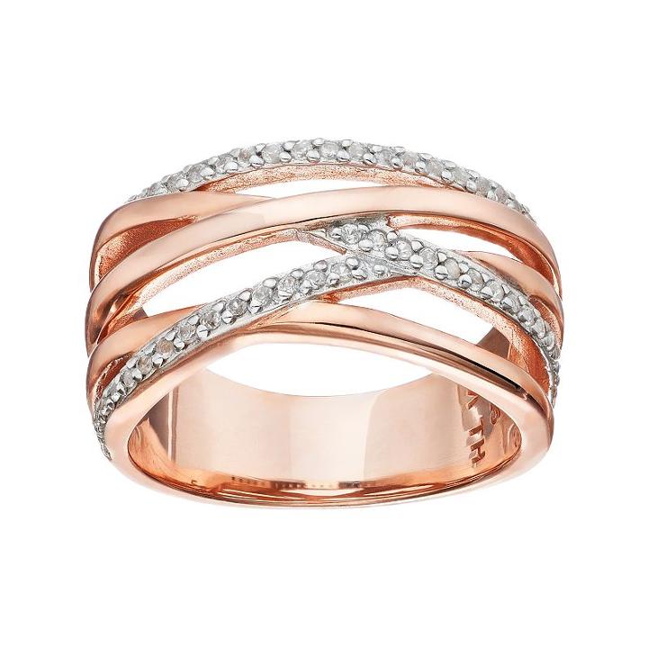 Sterling Silver White Sapphire Crisscross Ring, Women's, Size: 7