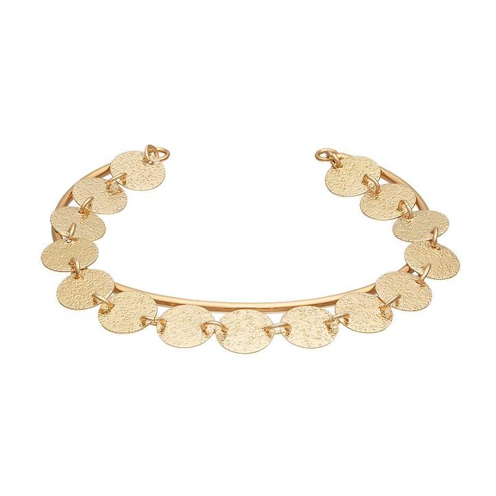 Lc Lauren Conrad Shaky Textured Disc Cuff Bracelet, Women's, Gold