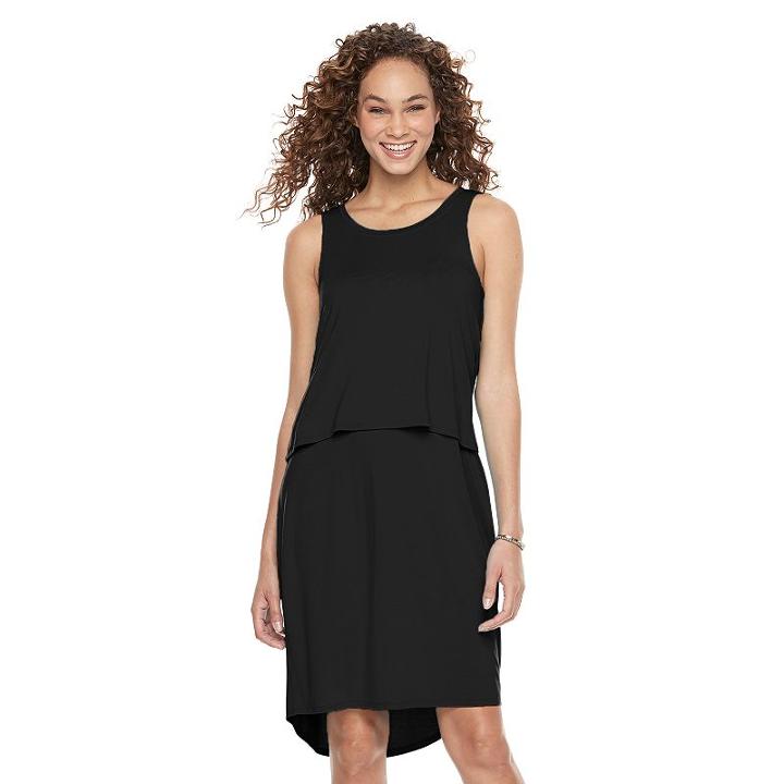 Women's Apt. 9&reg; Popover Shift Dress, Size: Medium, Black