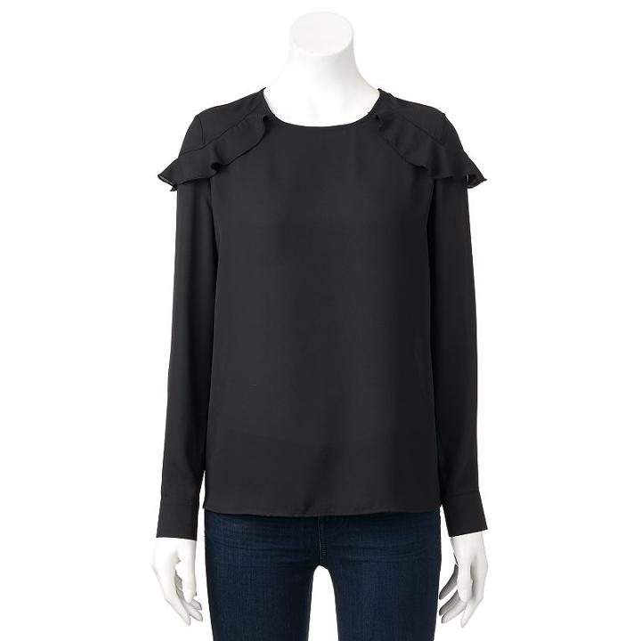 Women's Elle&trade; Raglan Flounce Top, Size: Xxl, Oxford