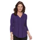Women's Dana Buchman Pleated Popover Top, Size: Medium, Purple