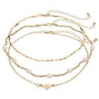 Mudd&reg; Beaded, Bar Link & Triangle Choker Necklace Set, Women's, Gold