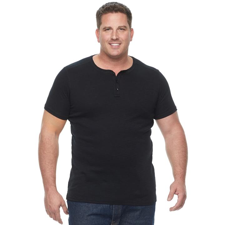 Big & Tall Apt. 9&reg; Slubbed Henley, Men's, Size: M Tall, Black