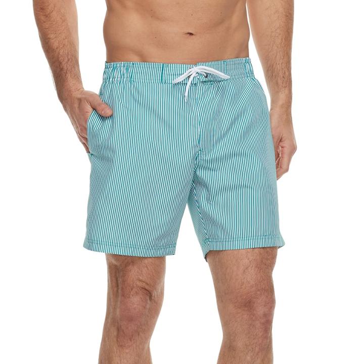 Men's Cole Striped Hybrid Swim Trunks, Size: Xl, Med Green